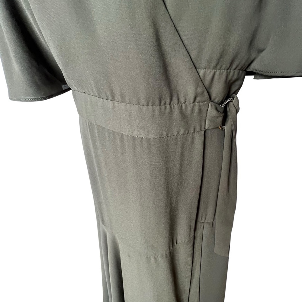 Fame and Partners Green Midi V-Neckline Wrap Dress in Size 8 - Picture 3 of 13